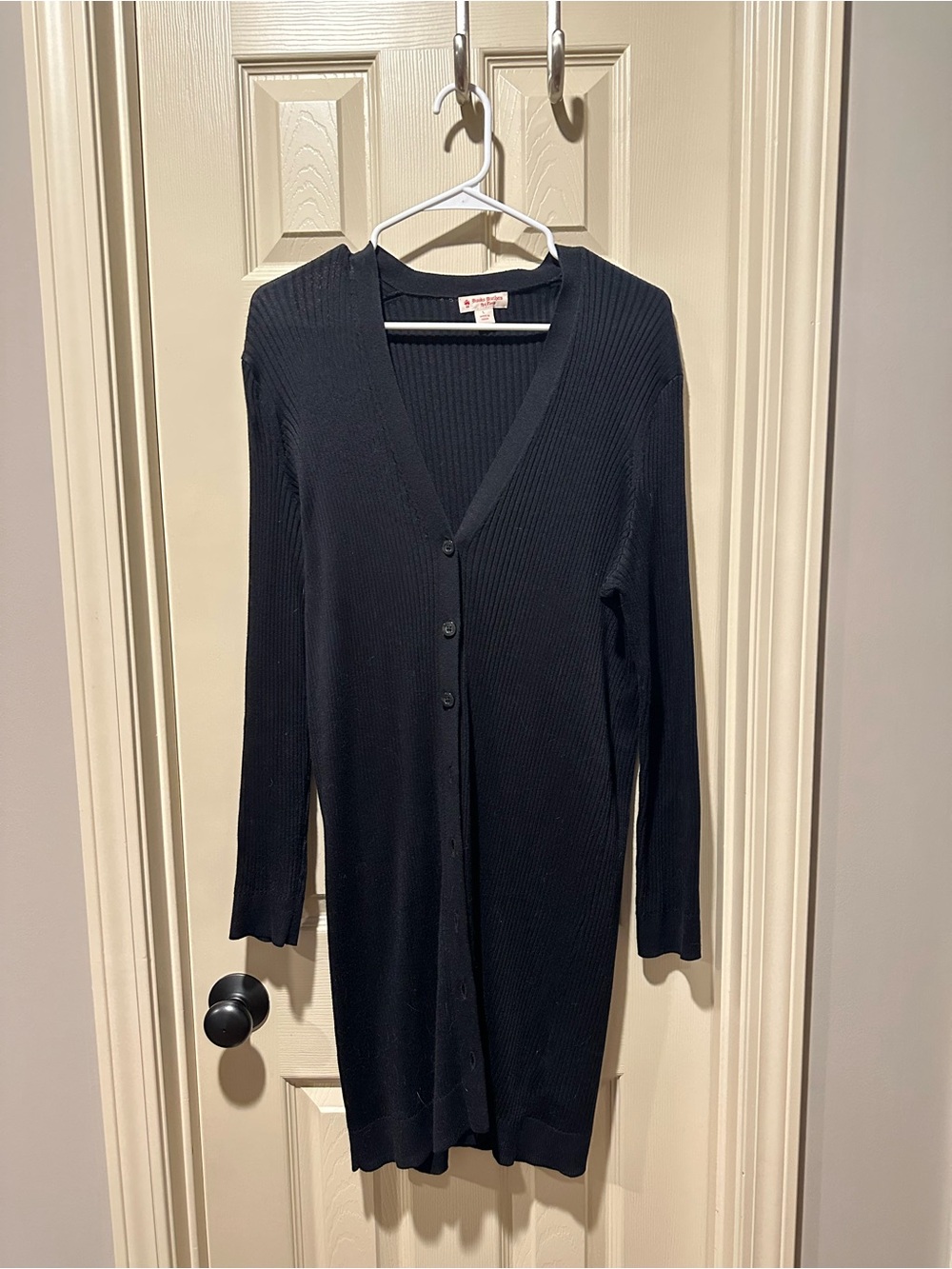 Brooks Brothers Red Fleece Black Long Ribbed Button-Front Cardigan